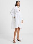 French Connection Rhodes Poplin Shirt Knee Length Dress, Linen White