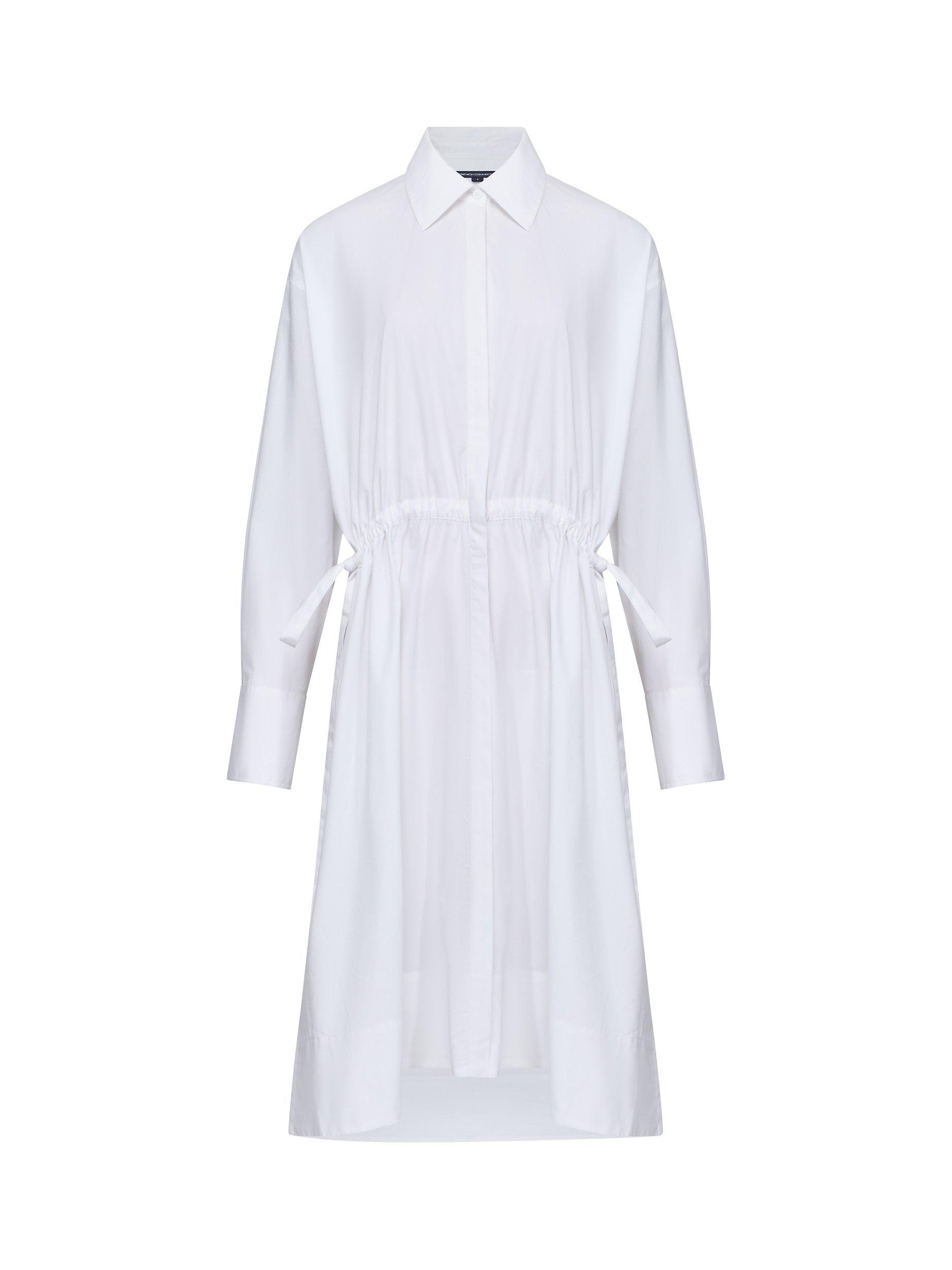Product image 4 of 4, which shows French Connection Rhodes Poplin Shirt Knee Length Dress, Linen White, XS