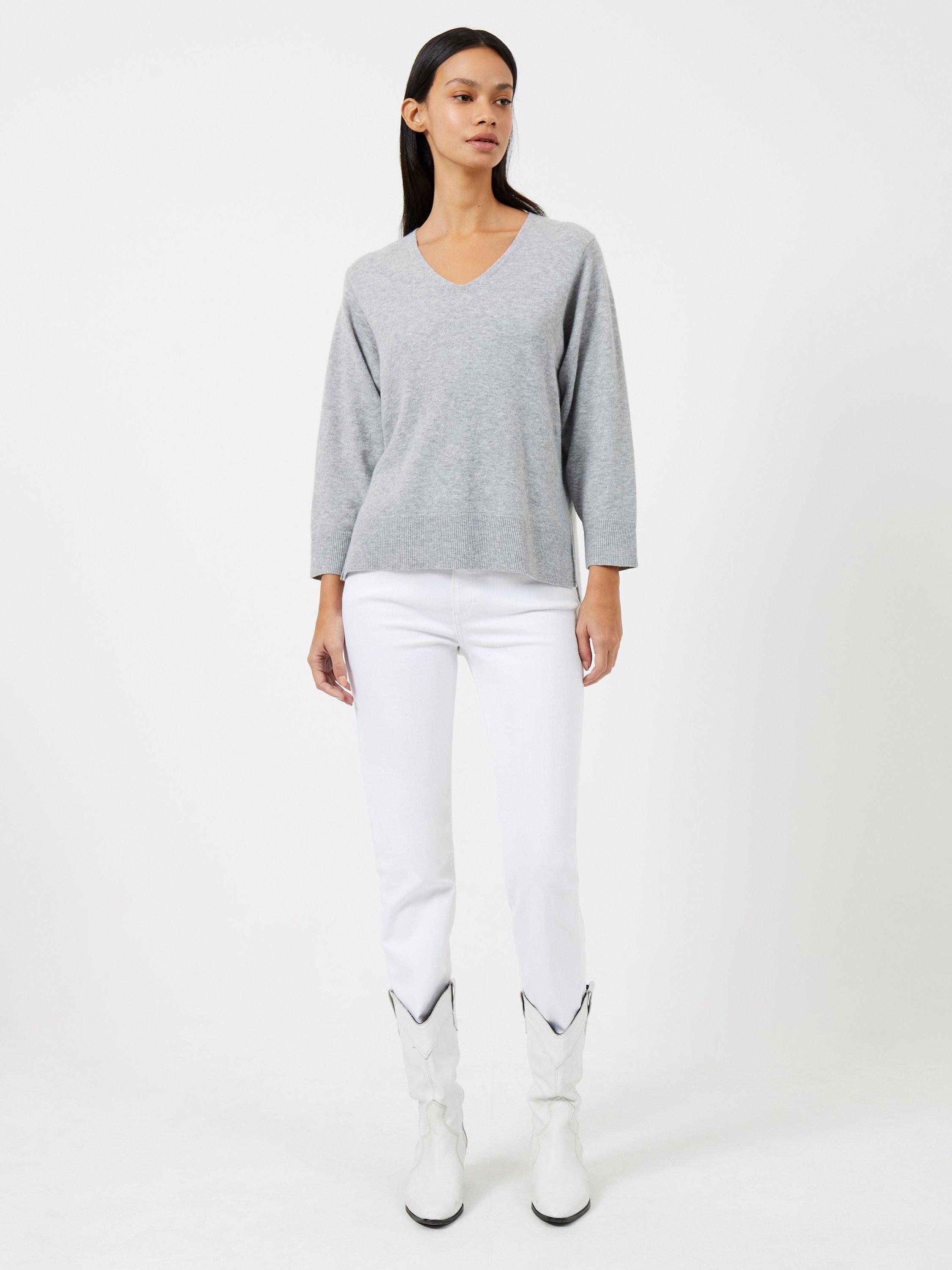 French Connection Ebba V Neck Jumper Light Grey