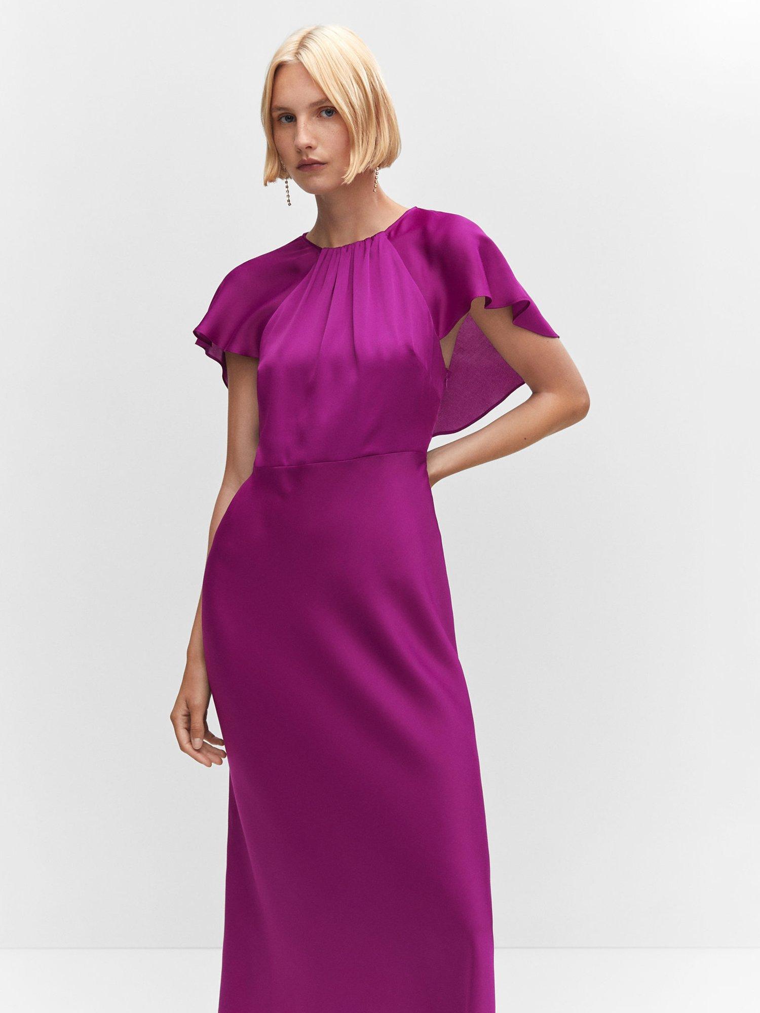 Mango Vuelo Satin Maxi Dress, Medium Purple