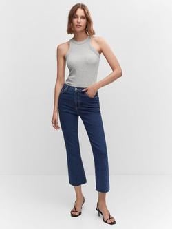 Mango Sienne Cropped Flared Jeans, Open Blue - view 2, Open Blue