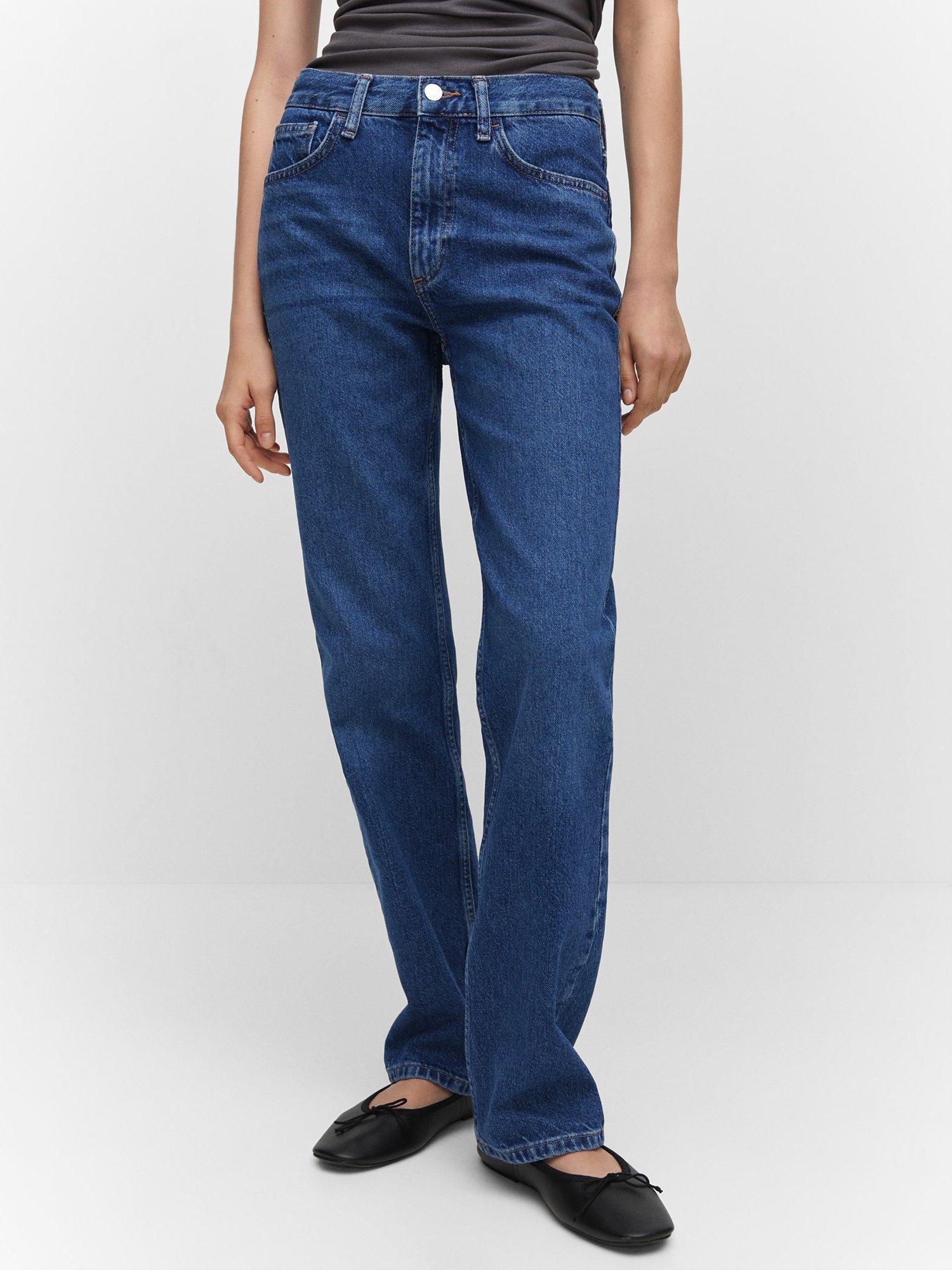 Mango Matilda Mid Rise Straight Jeans, Open Blue 2
