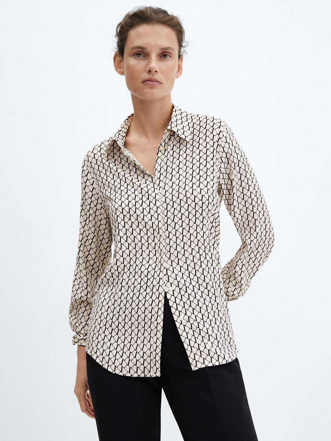 Mango Buttoned Flowy Shirt, Dark Grey
