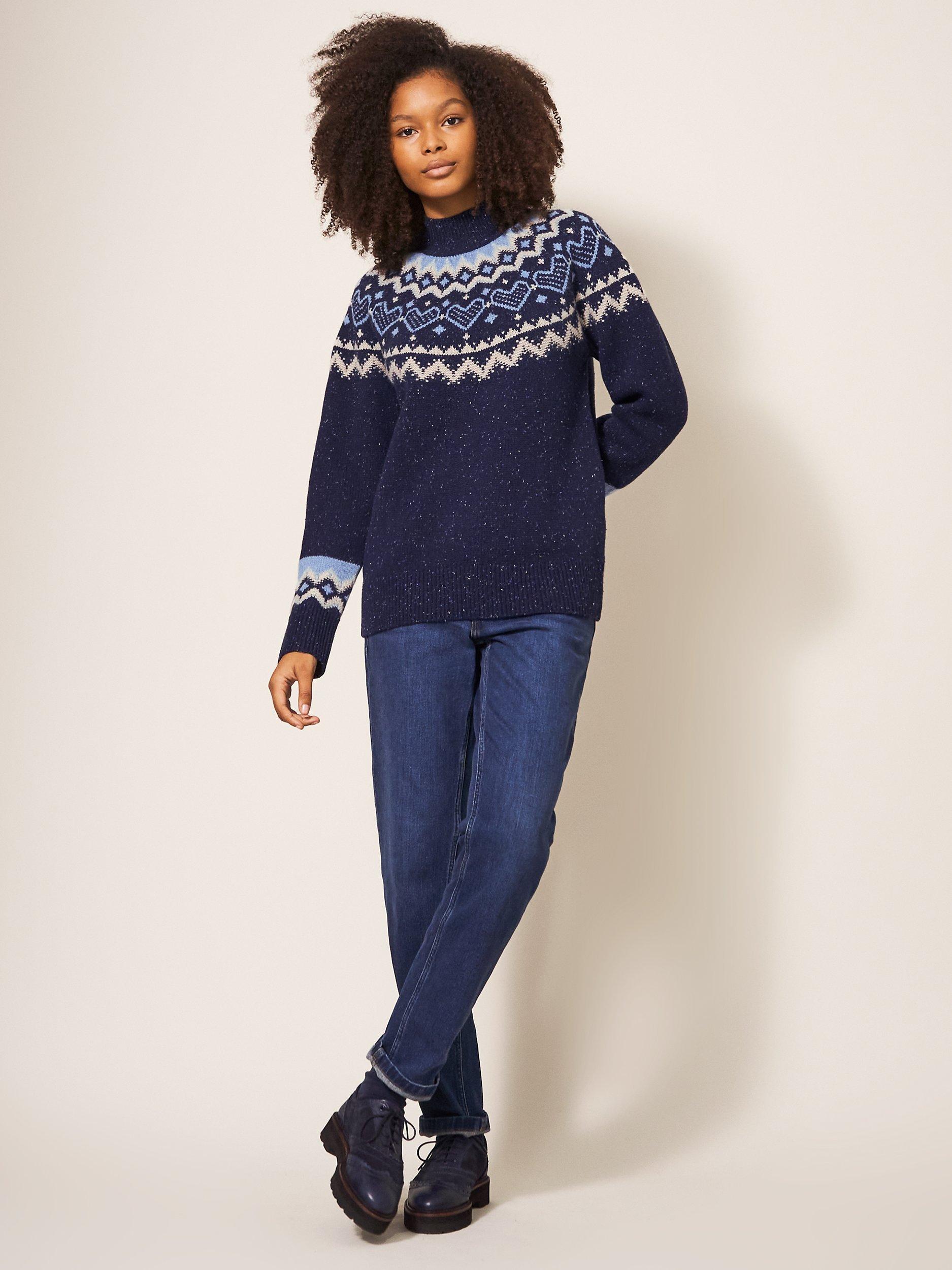 White Stuff Fair Isle Jumper, Navy/Multi