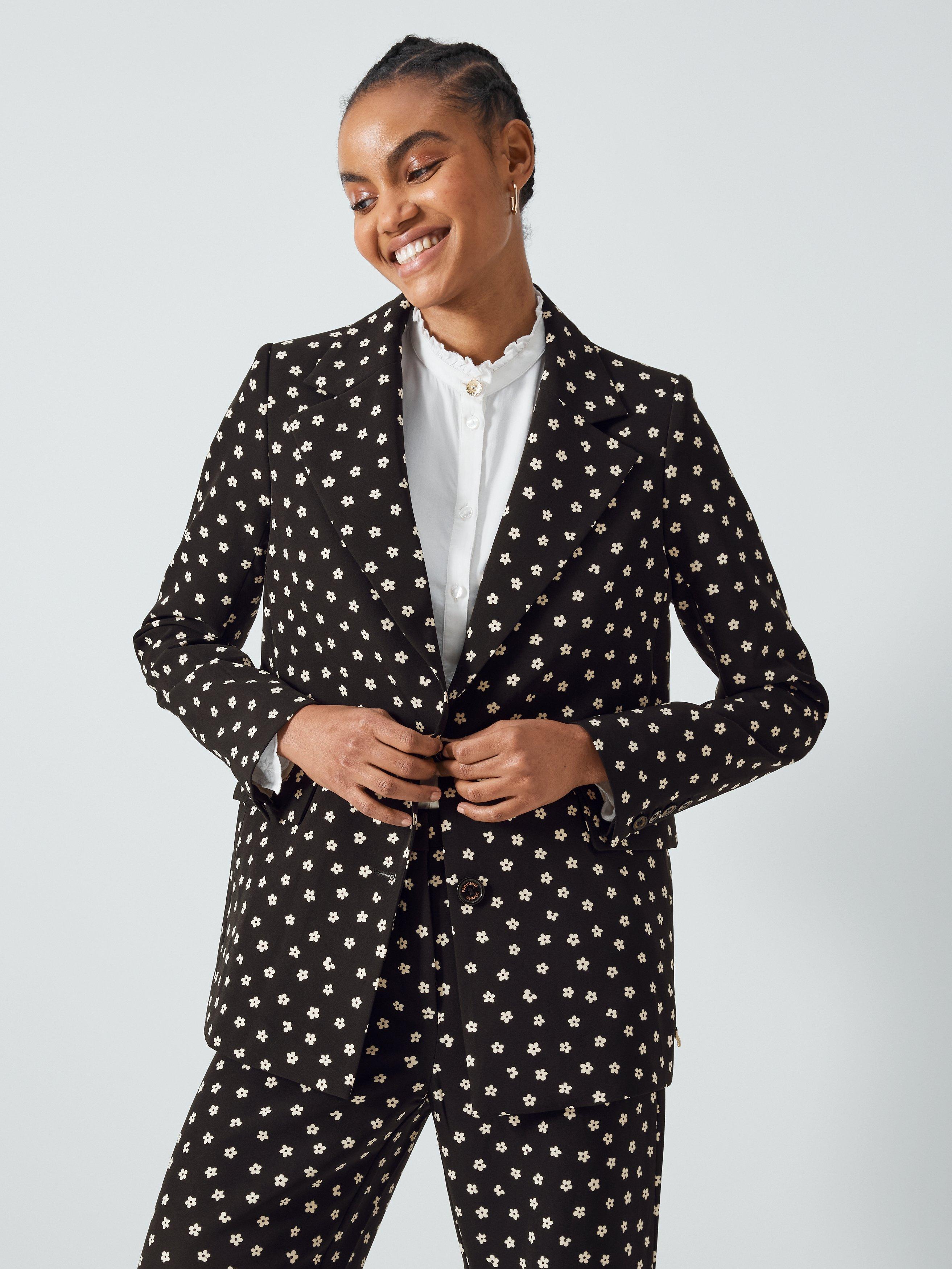 Fabienne Chapot Paul Floral Print Blazer, Black/Oat Melange