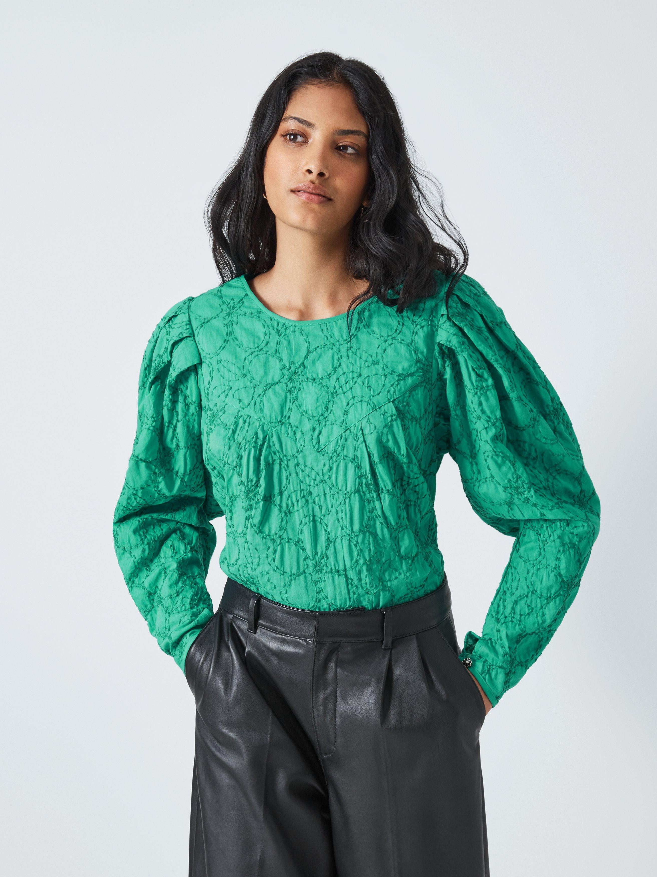Fabienne Chapot Mya Floral Embroidered Top, Green Envy