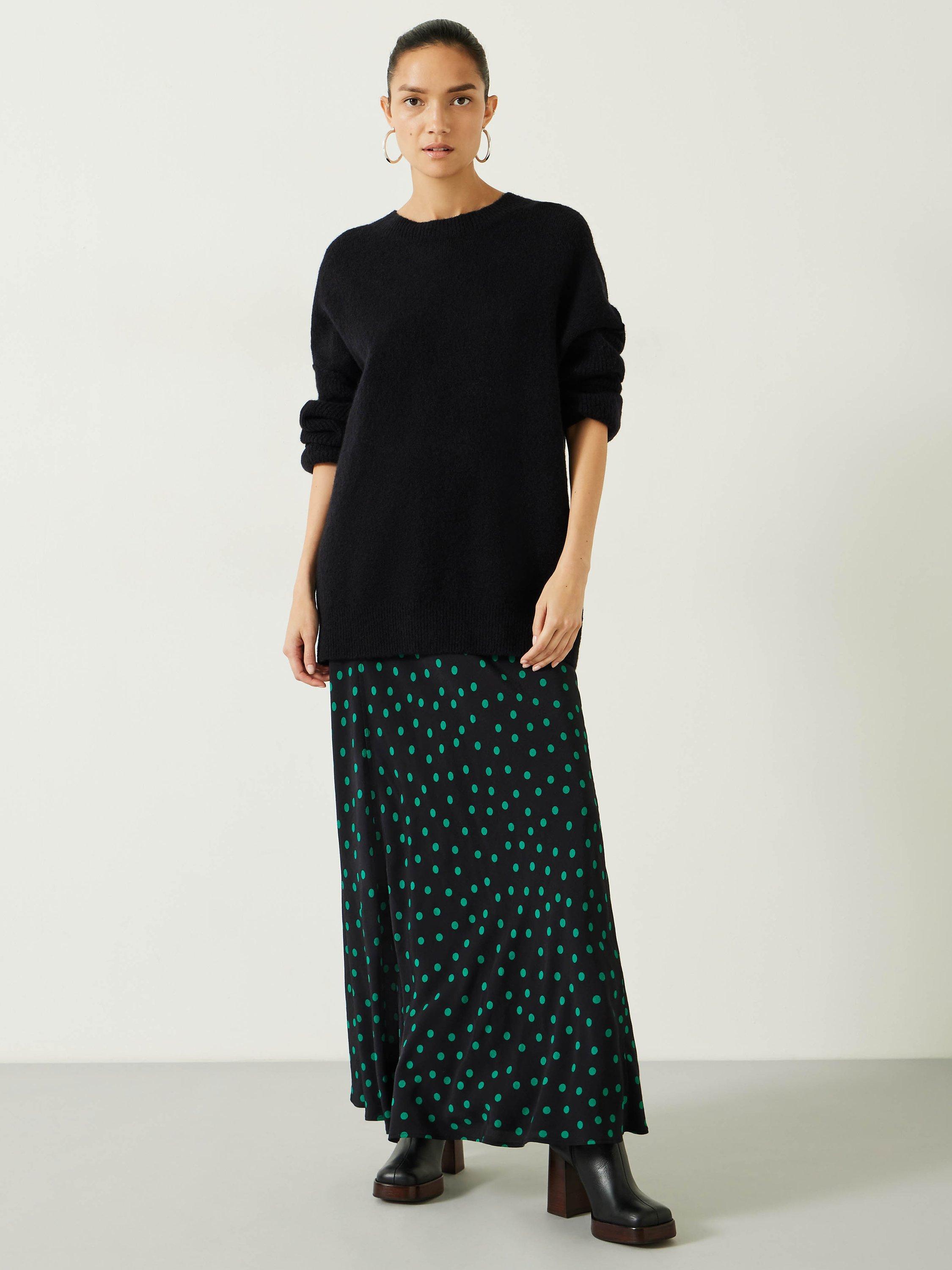 HUSH Katie Polka Dot Maxi Skirt Green Black