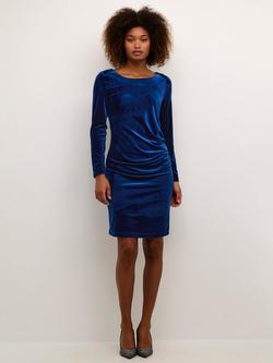 KAFFE Kelly Velvet Knee Length Dress, Midnight Marine, Midnight Marine