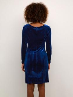 KAFFE Kelly Velvet Knee Length Dress, Midnight Marine - view 2, Midnight Marine