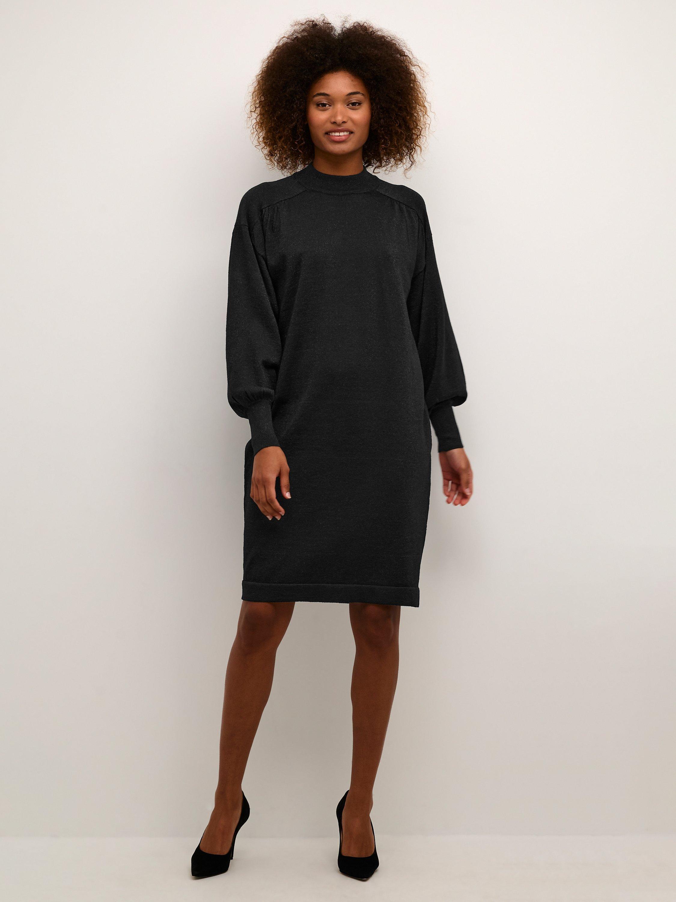 KAFFE Regina Metallic Dress, Deep Black