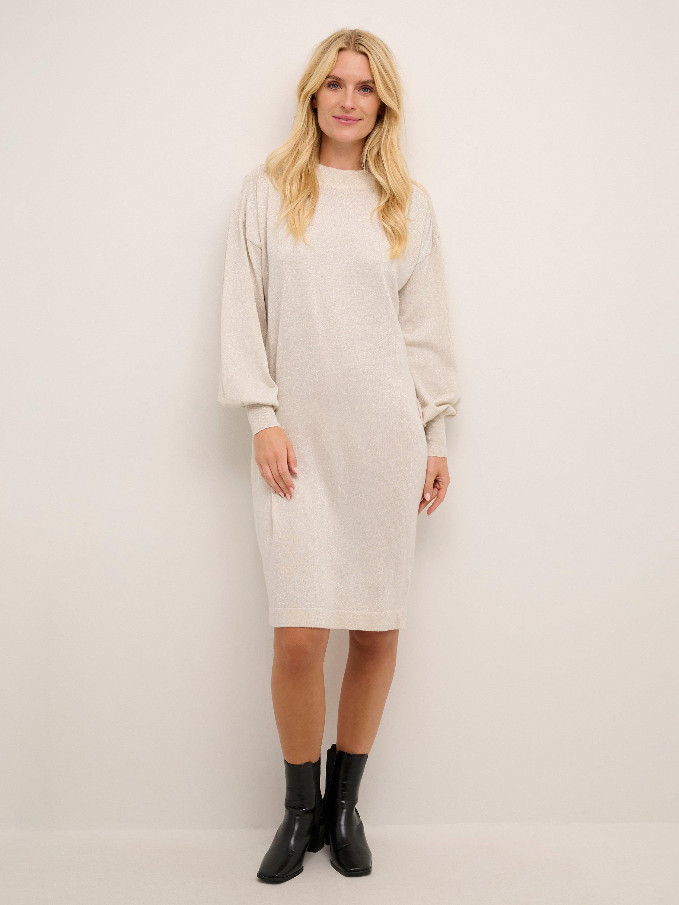 KAFFE Regina Metallic Dress, Sand Dollar