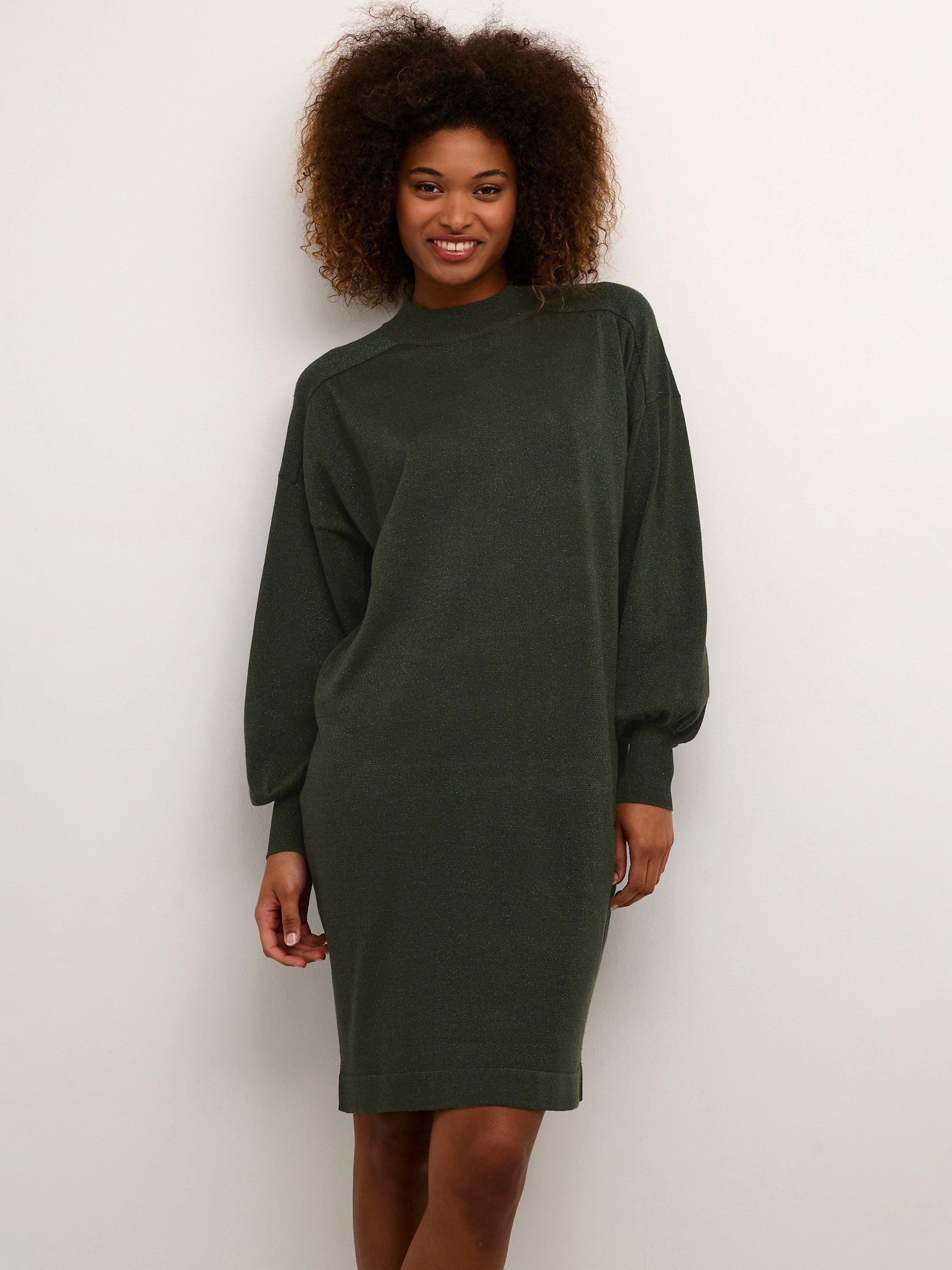 KAFFE Regina Metallic Dress, Forest Night