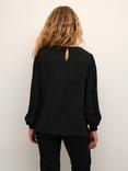 KAFFE Liv Metallic Stripe Top, Black/Gun Metal
