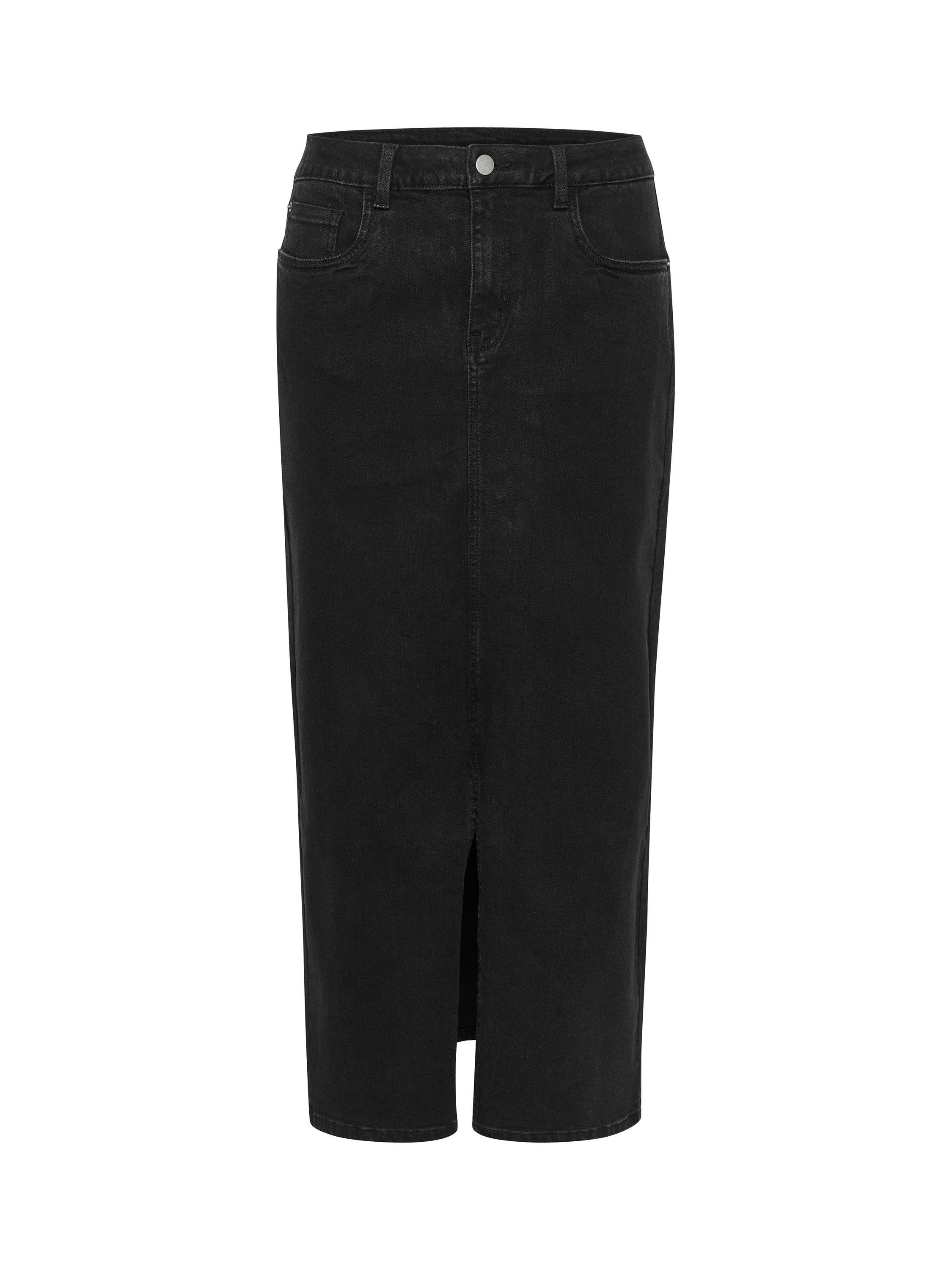 Product image 5 of 6, which shows KAFFE Sinem Maxi Denim Skirt, Deep Black, 12