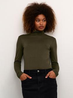 KAFFE Yoko Roll Neck Top, Forest Night, Forest Night