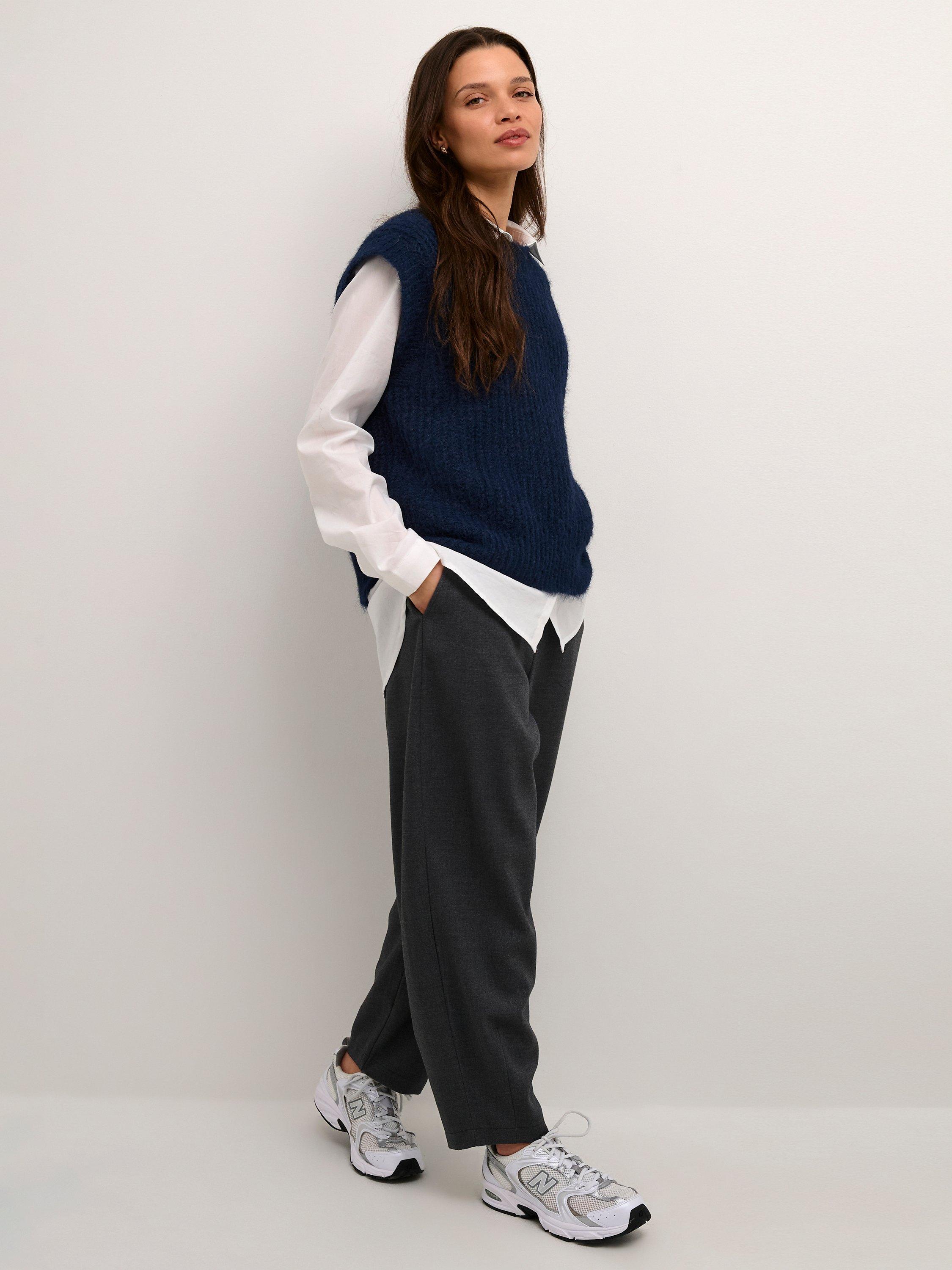 KAFFE Mira Relaxed Fit Knitted Vest, Midnight Marine