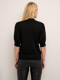 KAFFE Regina Puff Sleeve Metallic Jumper - view 2, Black Deep