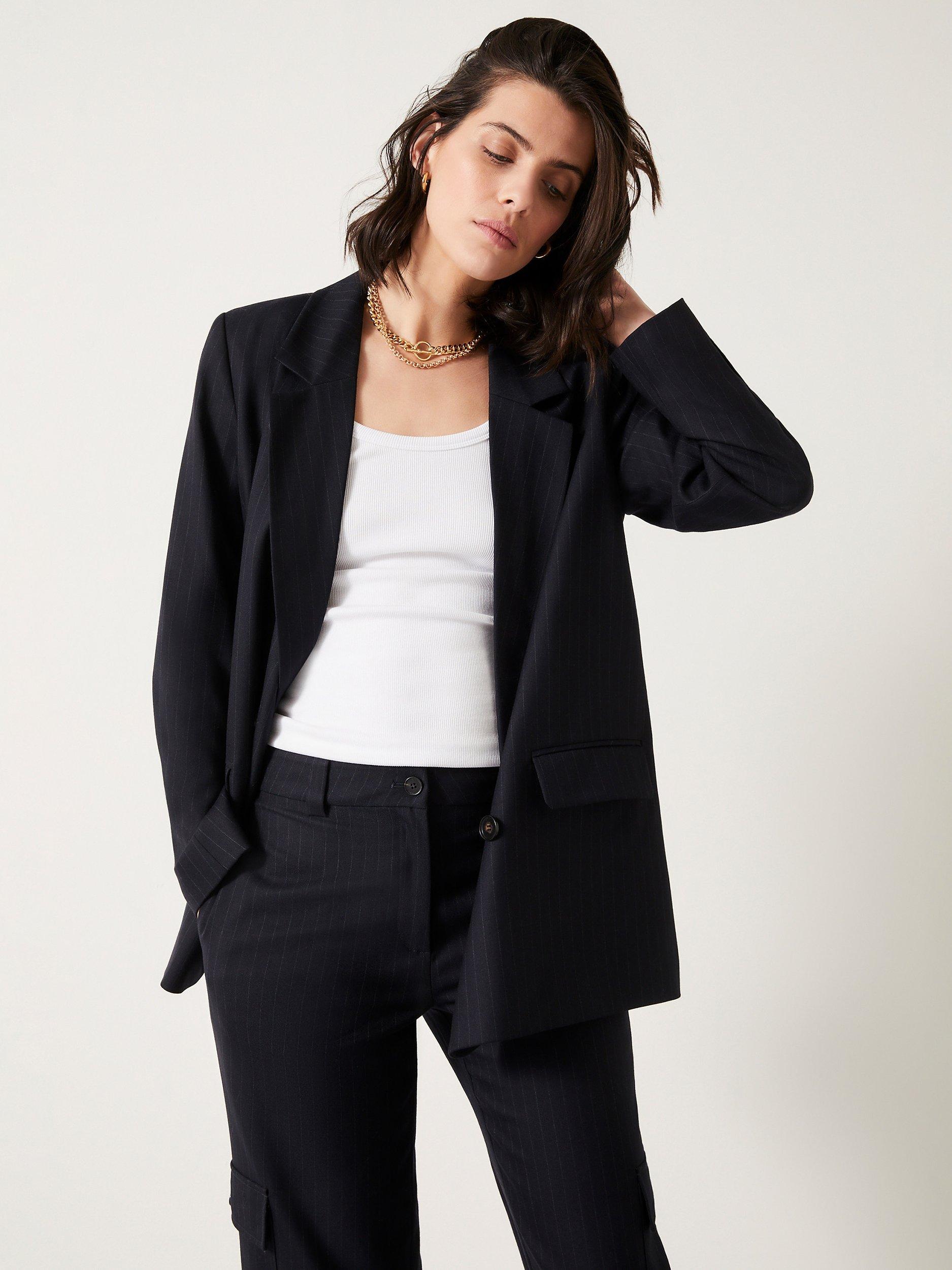 Pinstripe boyfriend blazer best sale