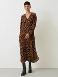 HUSH Lauren Zebra Patchwork Maxi Dress, Brown/Black