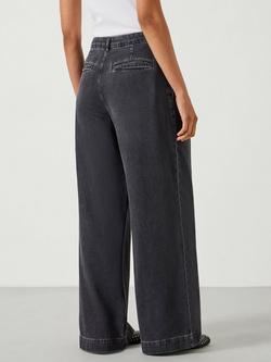 HUSH Lya Pleat Front Wide Leg Jeans containing TENCEL™ Lyocell - view 2, Washed Black