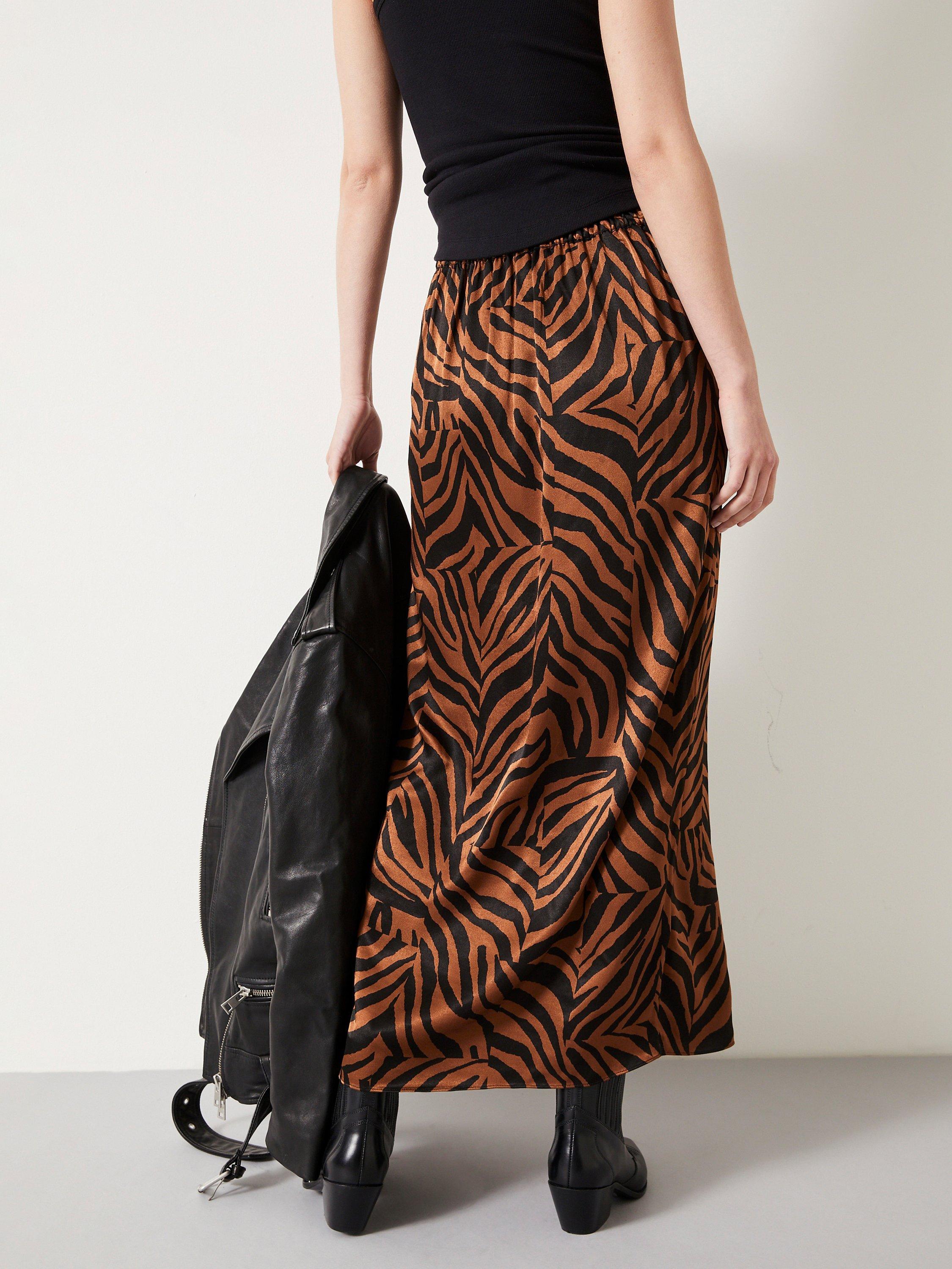 Product image 3 of 5, which shows HUSH Gia Side Split Zebra Print Maxi Skirt, Multi, 4