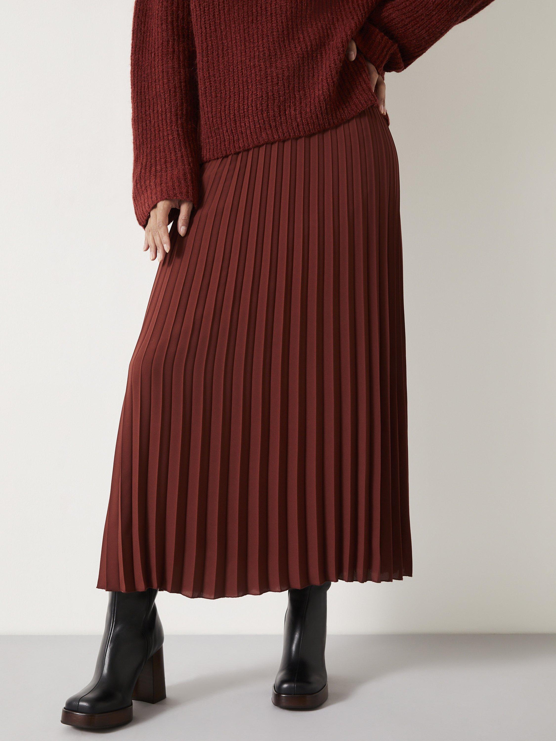 HUSH Neah Pleated Midi Skirt Brown