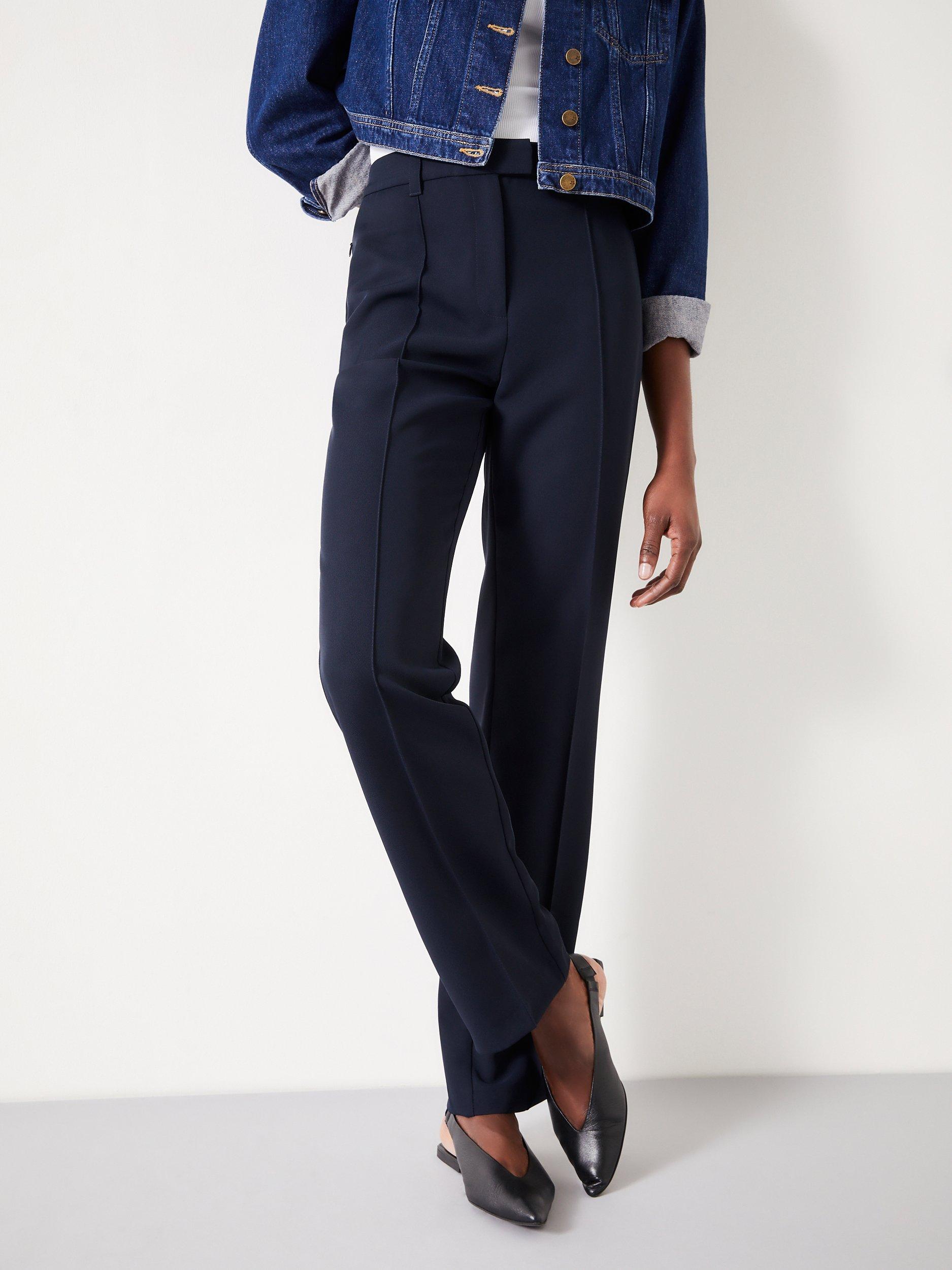 HUSH Slim Leg Pintuck Trousers, Midnight Navy
