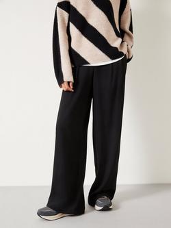 HUSH Ellis Wide Leg Trousers, Black, Black