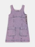 Whistles Kids' Acid Wash Denim Pinafore Dress, Lilac