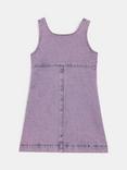 Whistles Kids' Acid Wash Denim Pinafore Dress, Lilac