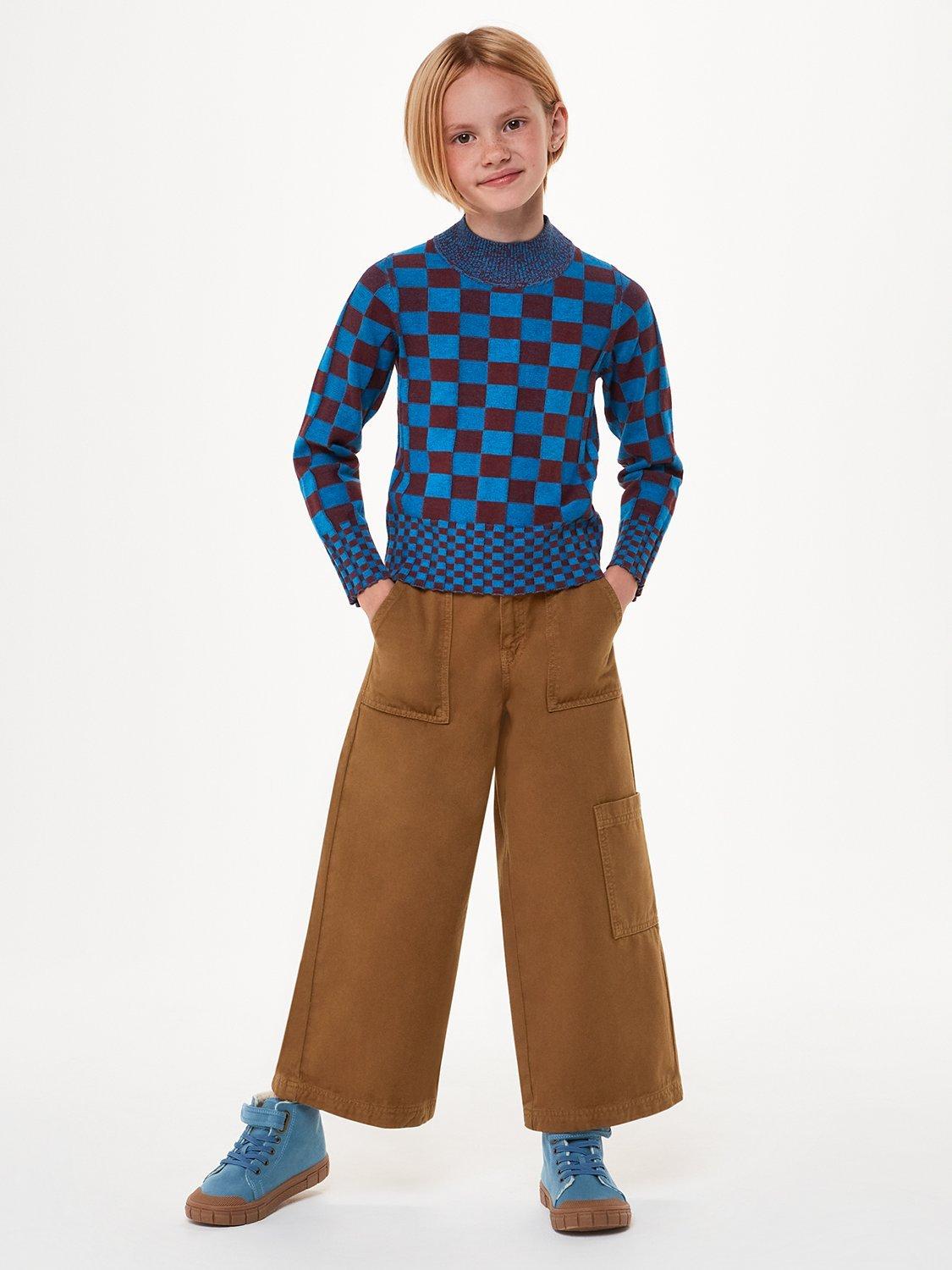 Product image 1 of 5, which shows Whistles Kids' Wide Leg Cargo Trousers, Beige, 3-4 years