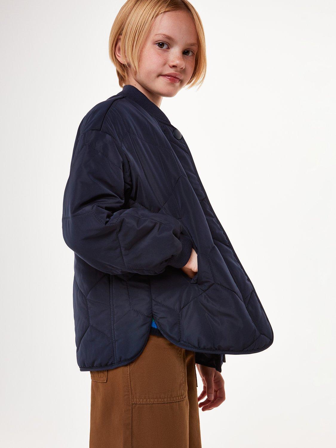 Product image 4 of 5, which shows Whistles Kids' Frida Quilted Coat, Navy, 4-5 years