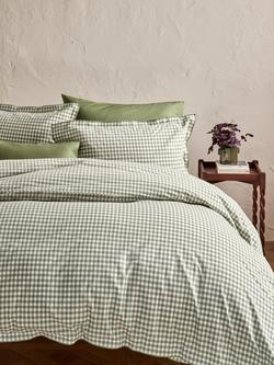 John Lewis Gingham Duvet Cover Set - view 2, Green