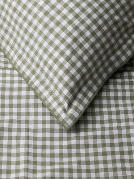 John Lewis Gingham Pure Cotton Weave Duvet Cover Set - view 2, Green