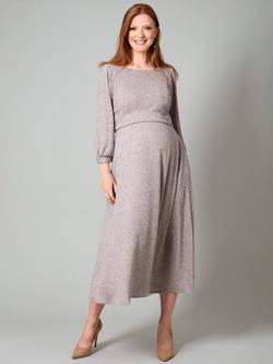 Tiffany Rose Vivian Maternity Ribbed Jersey Dress, Sparkle Chocolate - view 2, Sparkle Chocolate