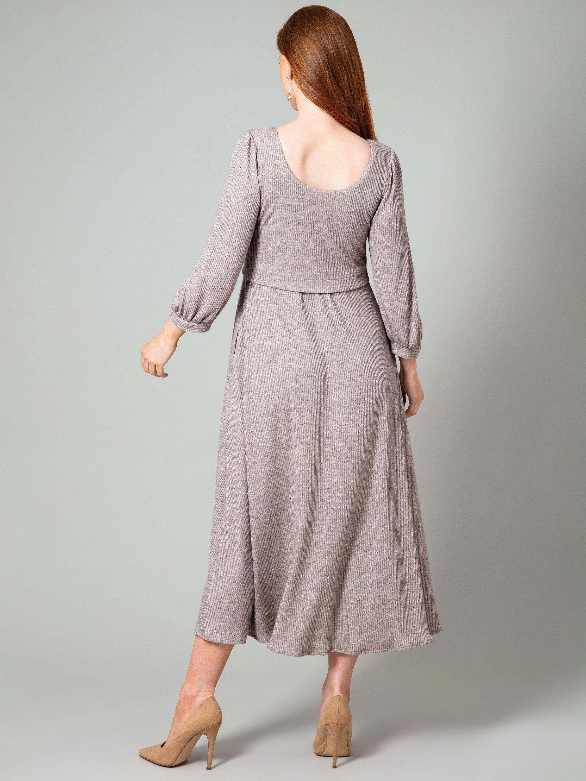 Product image 6 of 11, which shows Tiffany Rose Vivian Maternity Ribbed Jersey Dress, Sparkle Chocolate, 6-8