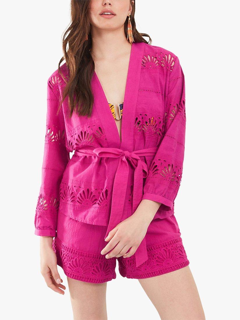 Accessorize Shell Broderie Top, Pink