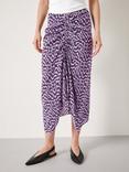 HUSH Fran Ruched Digital Ikat Print Midi Skirt, Lilac