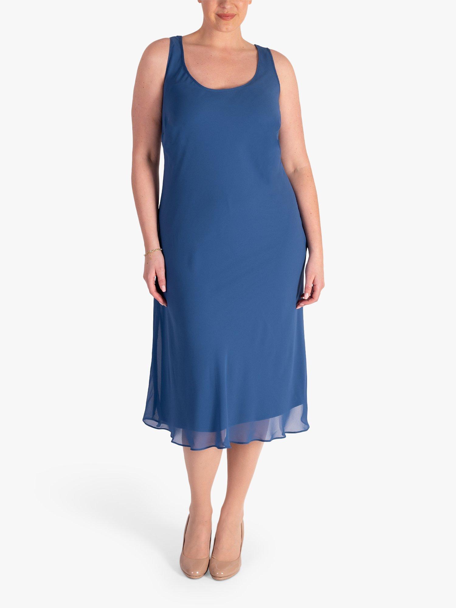 Product image 1 of 6, which shows chesca Bias Cut Midi Dress, Bluebird, 14
