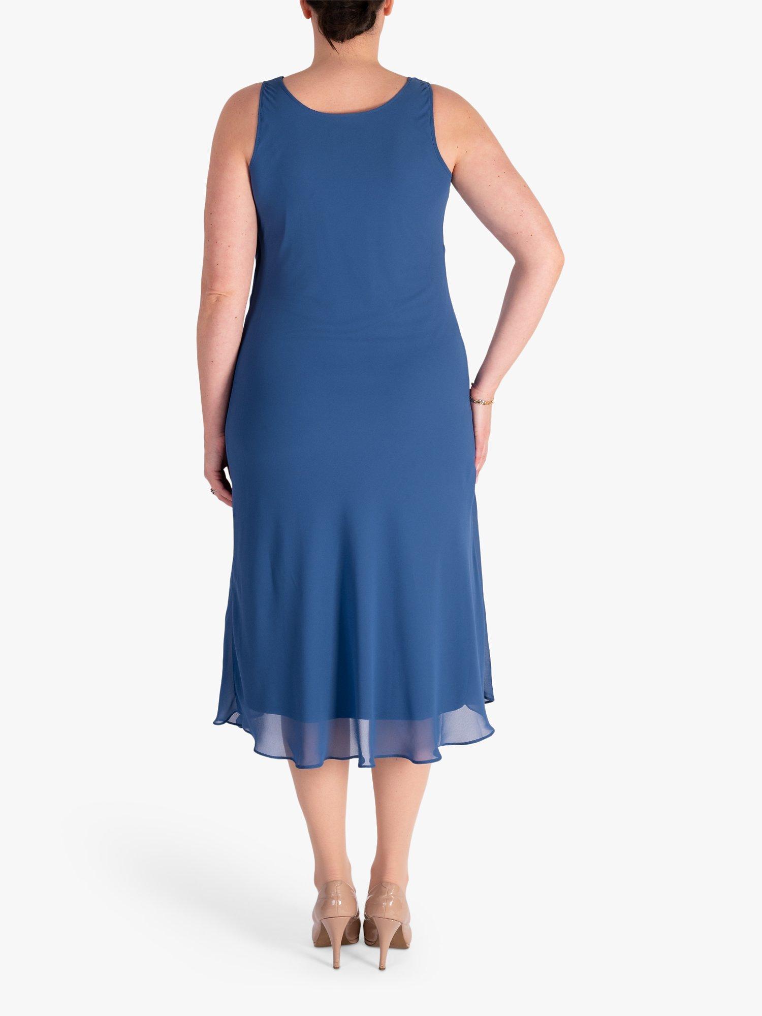 Product image 2 of 6, which shows chesca Bias Cut Midi Dress, Bluebird, 14