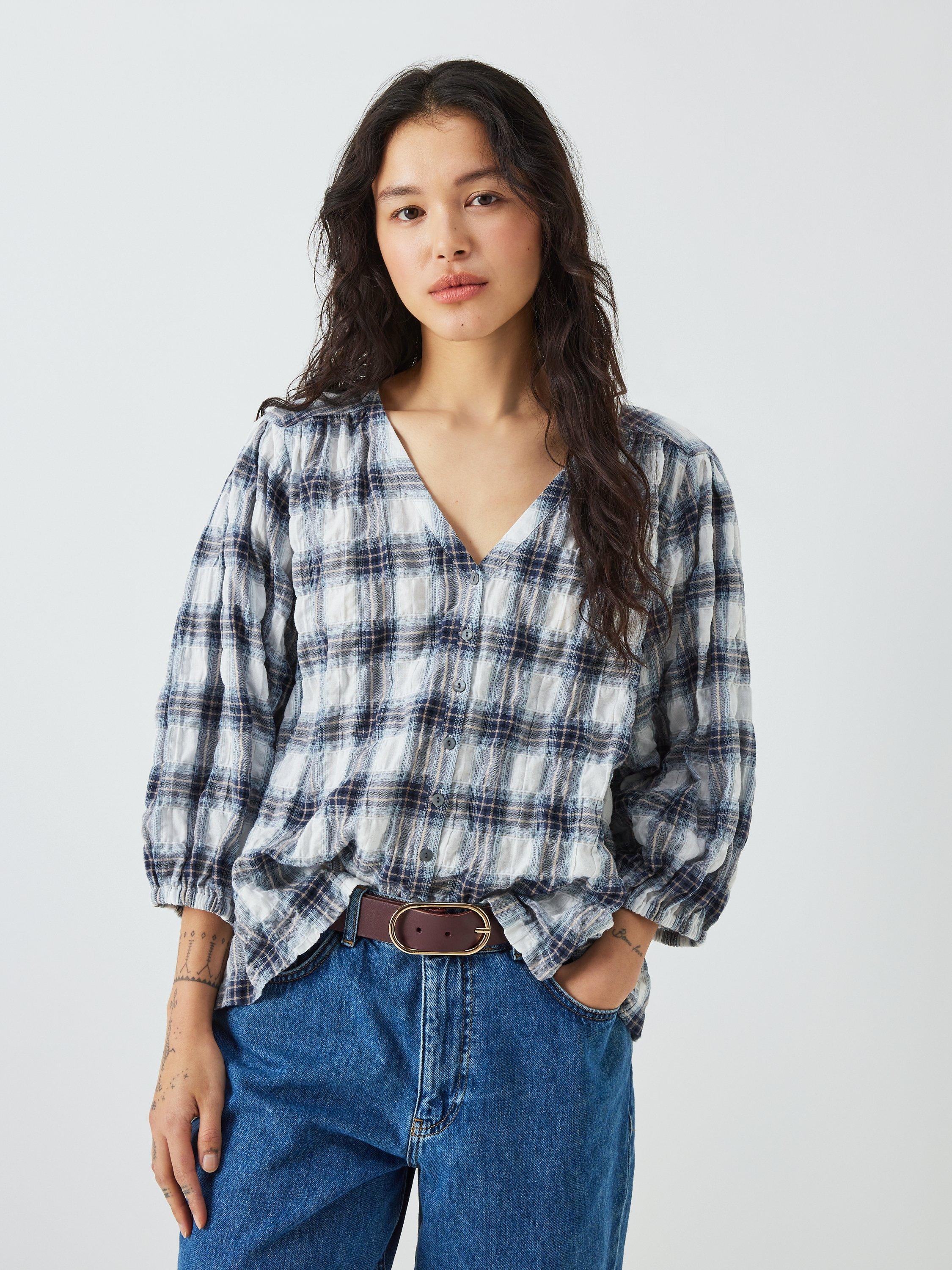 AND/OR Katya Check Blouse, Blue