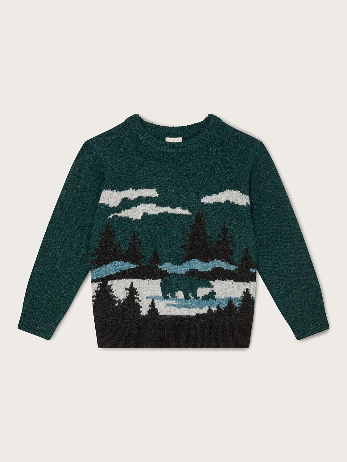 Monsoon Baby Scenic Bear Jumper, Green
