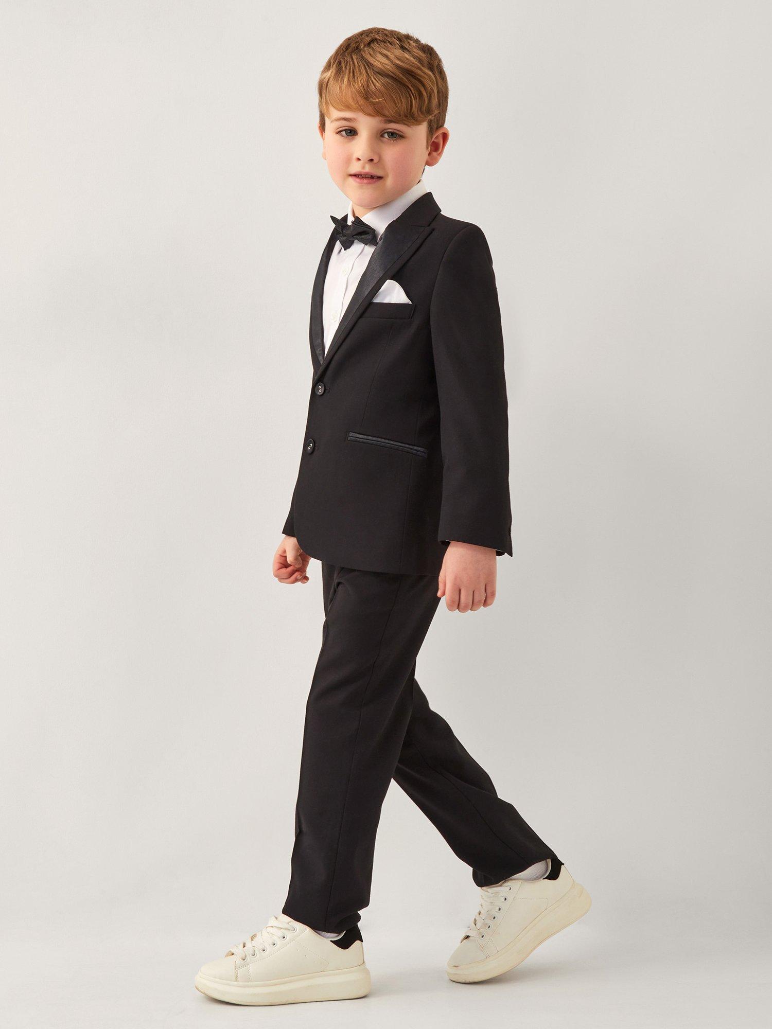 Product image 1 of 4, which shows Monsoon Kids' Benjamin Tuxedo 4 Piece Suit, Black, 8 years