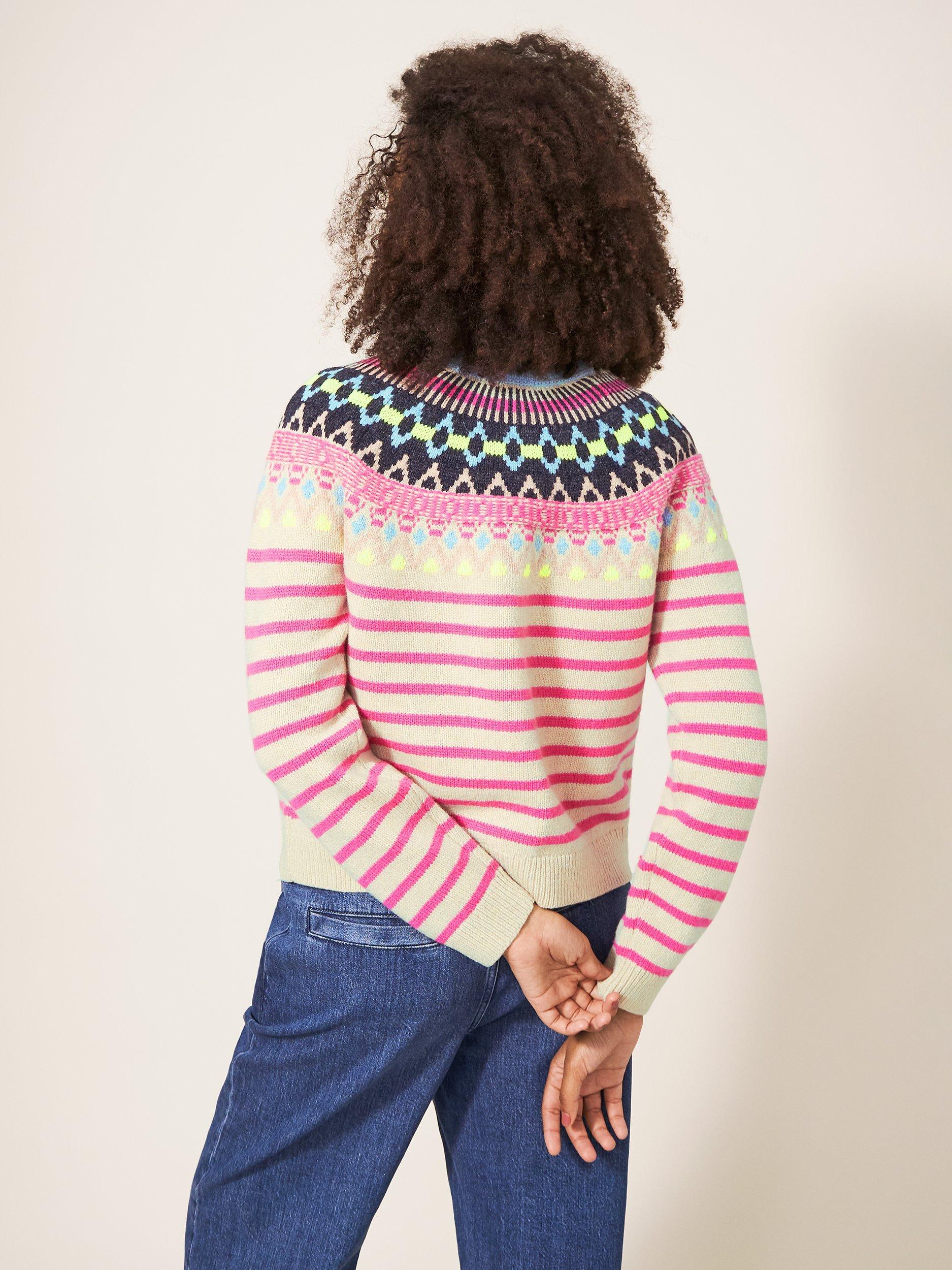 Product image 3 of 8, which shows White Stuff Woodland Wool Blend Fair Isle Cardigan, Pink Multi, 6