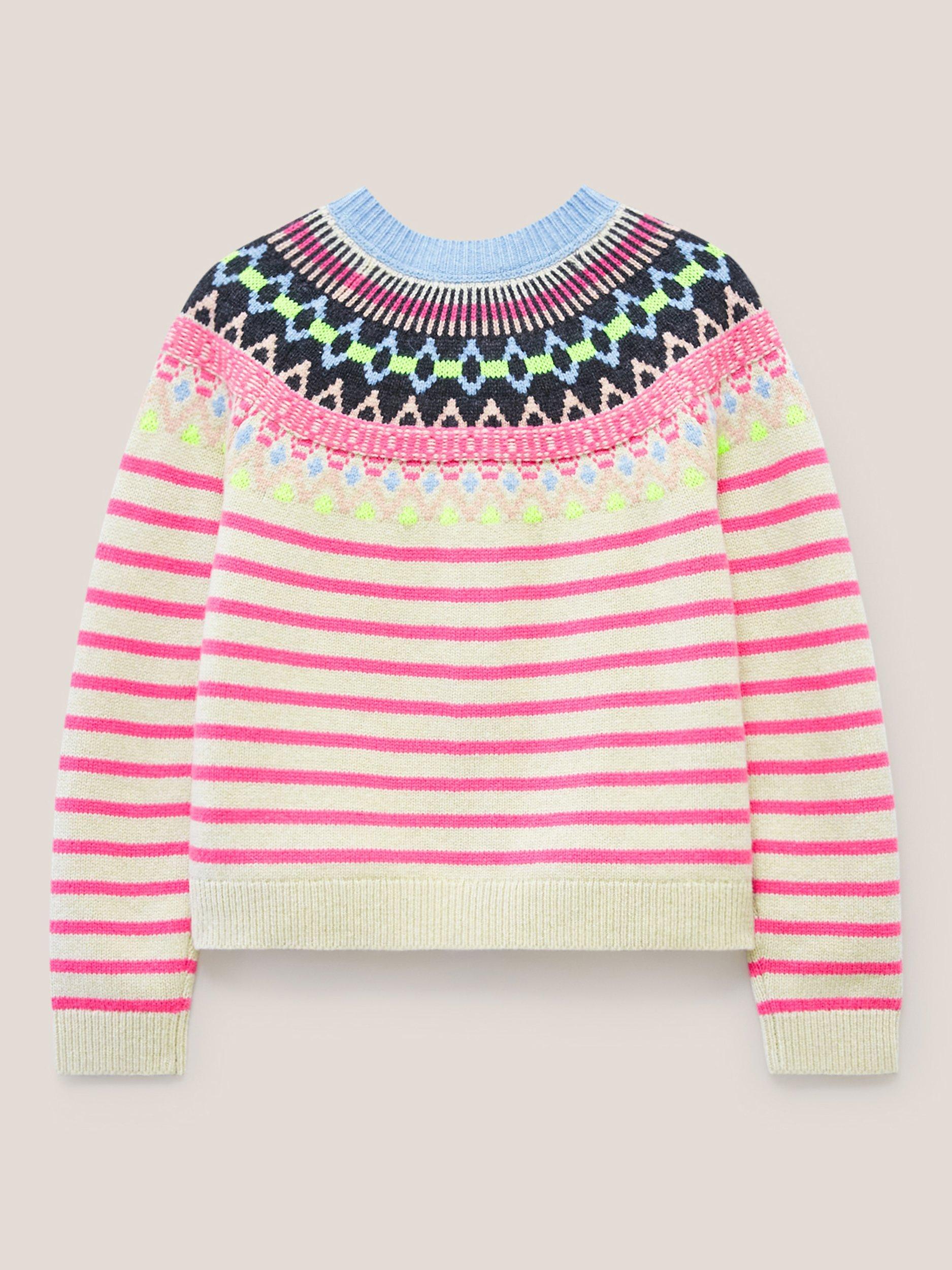 Product image 7 of 8, which shows White Stuff Woodland Wool Blend Fair Isle Cardigan, Pink Multi, 6