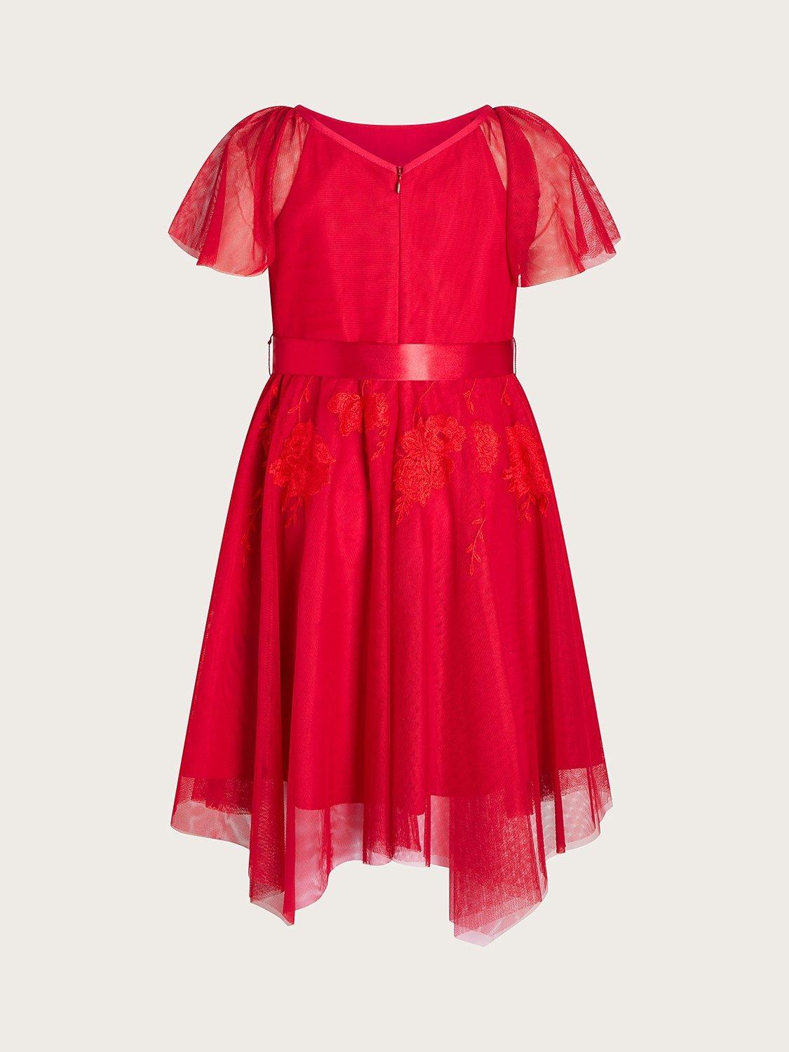 Monsoon Kids' Amelia Embroided Dress, Red