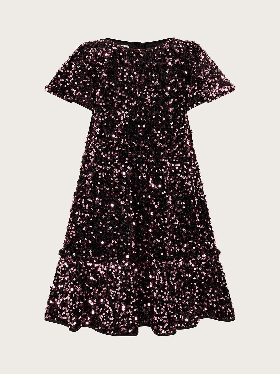 Monsoon Kids' Sequin Embellished Velvet Dress, Multi