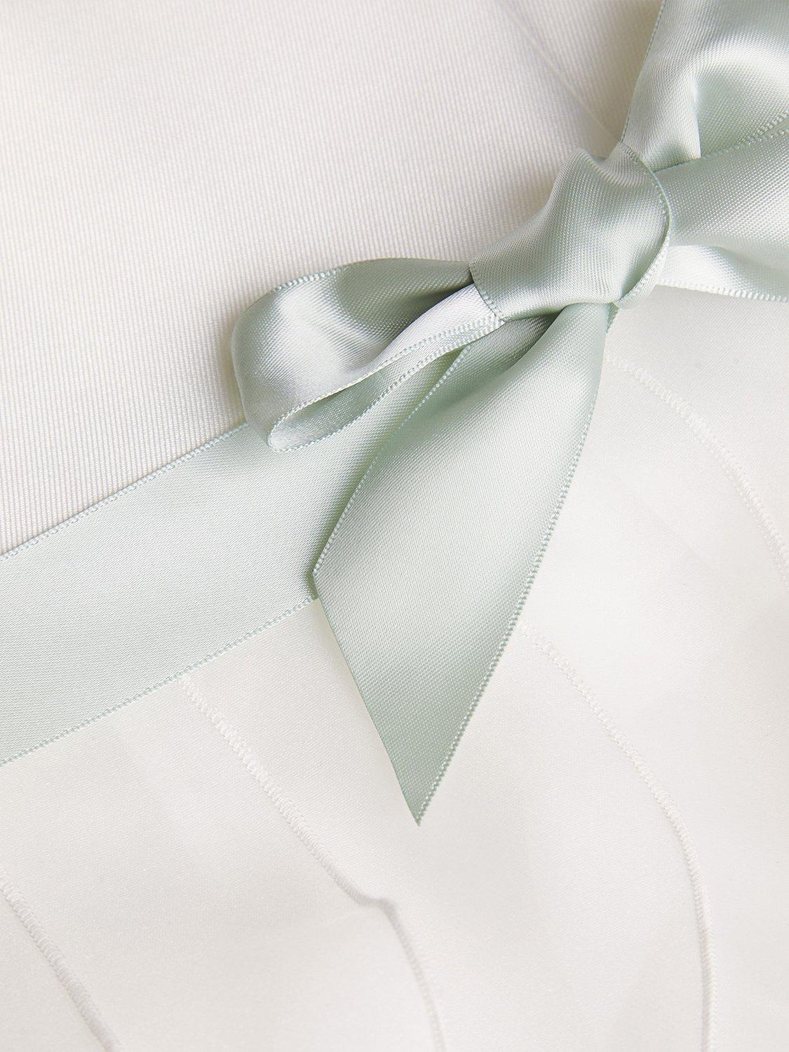 Monsoon Kids' Cannes Organza Ruffle Satin Ribbon Bow Dress, Ivory, 3 years