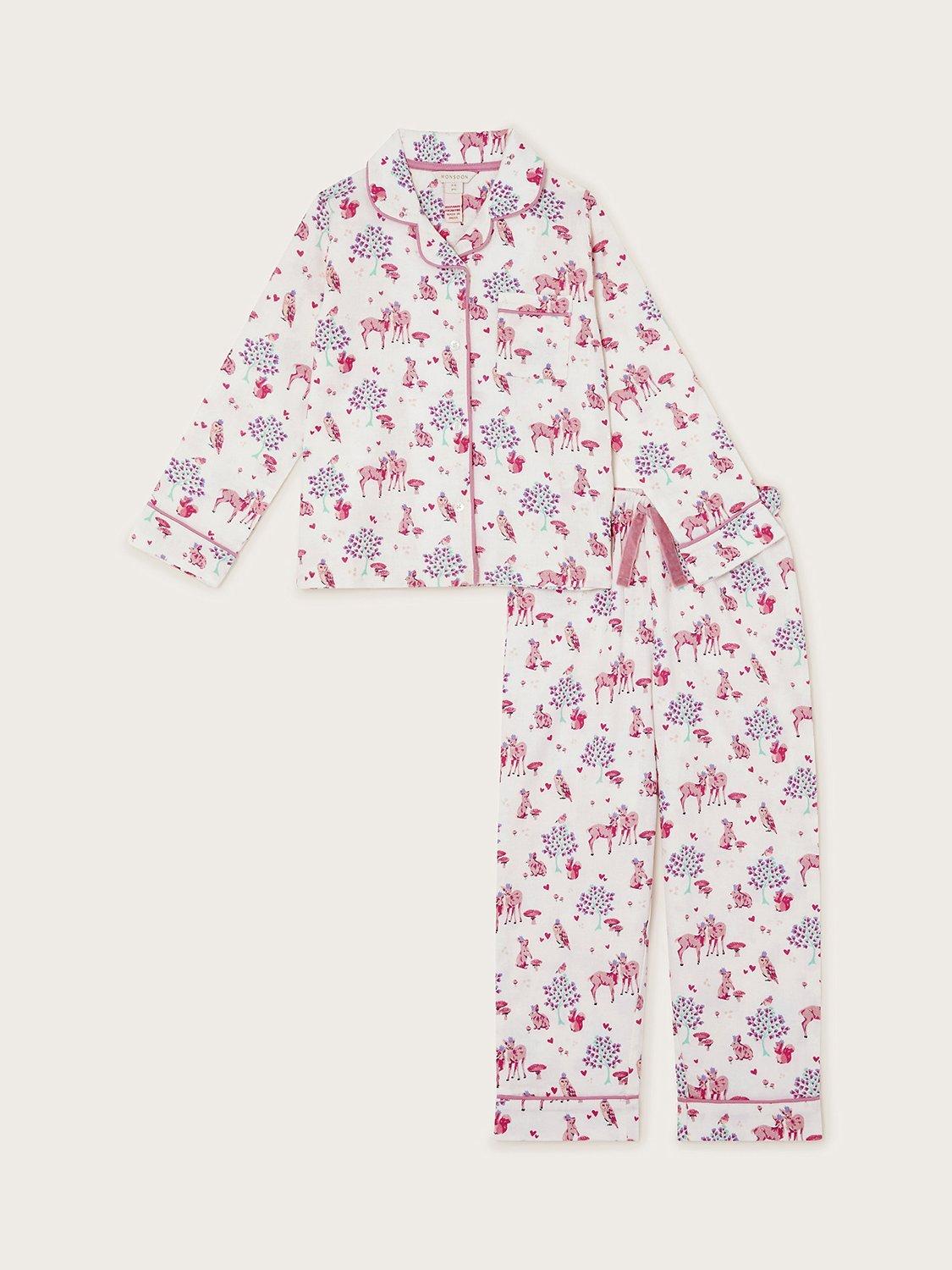 Monsoon Kids' Woodland Print Pyjamas, Ivory