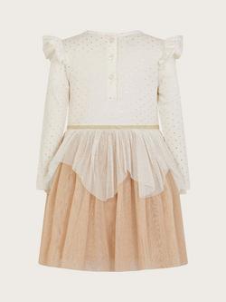 Monsoon Baby Christmas Pudding Glitter Spot Dress, Neutral/Multi - view 2, Neutral/Multi